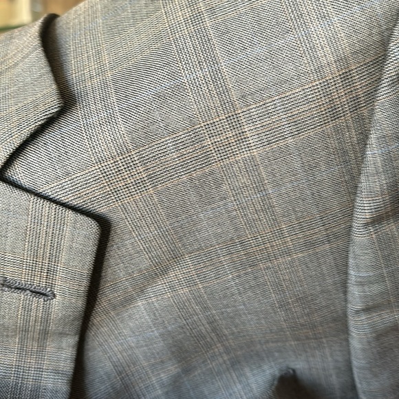 Men’s Jos A Bank Sz 42S 4 buttons cuff vintage grey plaid business blazer top - Picture 8 of 12